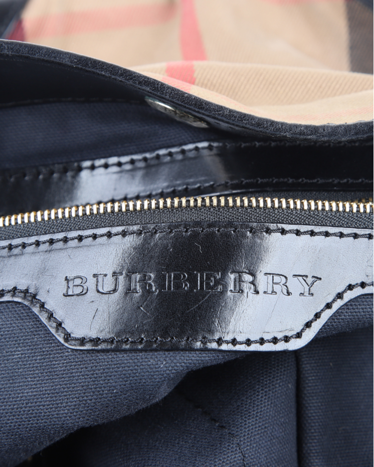 Bolsa Burberry Original Bridle Canterbury House Check Preta Feminina